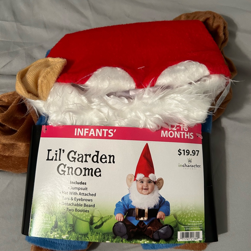 Nwt Infant Boys and Girls Unisex Lil Garden Gnome Halloween Costume Set,